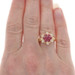 Yellow Gold Ruby Diamond Cluster Ring - 18k Round 1.13ctw Floral