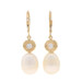 Yellow Gold Cultured Pearl Cubic Zirconia Dangle Earrings 10k 14k .33ctw Pierced