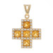 Yellow Gold Citrine & Cubic Zirconia Cross Pendant 14k Princess 2.07ctw Faith Yellow Gold Citrine & Cubic Zirconia Cross Pendant 14k Princess 2.07ctw Faith