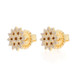 Yellow Gold Diamond Cluster Stud Earrings 14k Single Cut.26ctw Floral Snowflakes