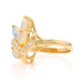 Yellow Gold Opal Diamond Cluster Cocktail Ring - 18k Marquise Cabochon .52ctw