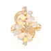 Yellow Gold Opal Diamond Cluster Cocktail Ring - 14k Marquise Cab 1.57ctw Floral