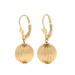 Yellow Gold Ball Dangle Earrings - 14k Ribbed Orb Pierced Yellow Gold Ball Dangle Earrings - 14k Ribbed Orb Pierced