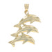 Yellow Gold Jumping Dolphin Trio Pendant - 14k Marine Mammals Yellow Gold Jumping Dolphin Trio Pendant - 14k Marine Mammals