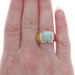 Yellow Gold Jadeite Diamond Band 10k Cabochon Three-Stone Ring Sz 7 1/4 Treated