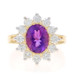 Yellow Gold Amethyst Diamond Cocktail Halo Ring - 10k Oval 3.60ctw