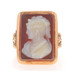 Yellow Gold Carved Banded Agate Cameo Victorian Ring - 10k Antique