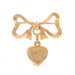 Yellow Gold Heart Bow Slide Locket Brooch - 18k Love Ribbon Two Frames Pin