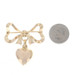 Yellow Gold Heart Bow Slide Locket Brooch - 18k Love Ribbon Two Frames Pin