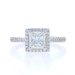 White Gold Diamond Halo Engagement Ring - 14k Princess 1.35ctw GIA
