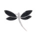 White Gold Onyx Diamond Dragonfly Brooch 18k Marquise Cabochon .16ctw Insect Pin