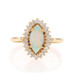 Yellow Gold Australian Opal Diamond Halo Ring 14k Marquise Cabochon 1.06ctw