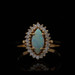 Yellow Gold Australian Opal Diamond Halo Ring 14k Marquise Cabochon 1.06ctw