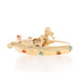 Yellow Gold Turquoise Coral Retro Speedboat Charm - 14k Water Sports