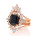 Rose Gold Onyx Moissanite Engagement Ring & Enhancer Wedding Guard Bands 14k