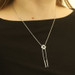 White Gold Sapphire & Diamond Lariat Necklace 18" - 14k Princess & Round 1.20ctw