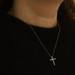 White Gold Diamond Cross Pendant Necklace 14k Round .33ctw Faith Adjustable