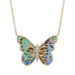 Yellow Gold Abalone Diamond Butterfly Pendant Necklace 14k Adjustable