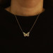 Yellow Gold Abalone Diamond Butterfly Pendant Necklace 14k Adjustable