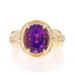 Yellow Gold Amethyst Diamond Ring 14k Oval 3.56ctw Yellow Gold Amethyst Diamond Ring 14k Oval 3.56ctw