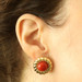 Yellow Gold Coral Vintage Large Stud Earrings - 18k Clip-Ons