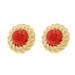 Yellow Gold Coral Vintage Large Stud Earrings - 18k Clip-Ons