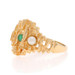 Yellow Gold Emerald Cultured Pearl Two-Stone Ring - 14k Round Asymmetrical