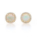 Yellow Gold Opal & Diamond Halo Stud Earrings 14k Round Cabochon 1.06ctw Pierced Yellow Gold Opal & Diamond Halo Stud Earrings 14k Round Cabochon 1.06ctw Pierced
