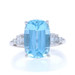 White Gold Aquamarine Diamond Cocktail Ring - 18k Cushion 4.71ctw White Gold Aquamarine Diamond Cocktail Ring - 18k Cushion 4.71ctw