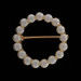 Yellow Gold Cultured Pearls Circle Wreath Brooch Pin - 14k Yellow Gold Cultured Pearls Circle Wreath Brooch Pin - 14k