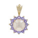 Yellow Gold Cultured Pearl Tanzanite Halo Pendant - 10k .48ctw Flower Yellow Gold Cultured Pearl Tanzanite Halo Pendant - 10k .48ctw Flower