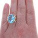 Yellow Gold Blue Topaz Elephant Cocktail Solitaire Ring - 10k Oval 12.40ct