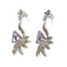 Sterling Amethyst Marcasite Cluster Dangle Earrings -925 Floral Milgrain Pierced