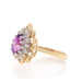 Yellow Gold Amethyst Diamond Halo Ring - 14k Pear 1.55ctw Floral Teardrop