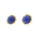 Yellow Gold Lapis Lazuli Stud Earrings - 14k Round Cabochon Rope Twist Pierced