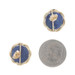 Yellow Gold Lapis Lazuli Stud Earrings - 14k Round Cabochon Rope Twist Pierced
