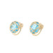 Yellow Gold Swiss Blue Topaz Latticework Stud Earrings -14k Oval 2.20ctw Pierced