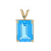 Yellow Gold Swiss Blue Topaz Solitaire Pendant - 14k Emerald 9.50ct
