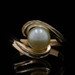 Yellow Gold Pearl Solitaire Bypass Ring - 14k