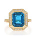 Yellow Gold London Blue Topaz Diamond Cocktail Ring - 14k Emerald 4.33ctw Halo