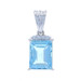 White Gold Aquamarine Diamond Pendant 18k Rectangular Step Cut 3.24ctw