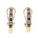 Yellow Gold Sapphire Diamond J-Hoop Earrings 14k Round 1.18ctw Stripe Pierced