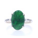 White Gold Jadeite Retro Cocktail Solitaire Ring 14k Oval Cabochon 3.13ct GIA
