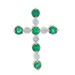 Yellow Gold Emerald Diamond Cross Pendant 14k Round .55ctw Faith