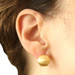 Yellow Gold Large Stud Brushed Finish Earrings 18k Circle Pierced