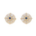 Yellow Gold Mother of Pearl Sapphire Diamond Starburst Stud Earrings 14k .21ctw