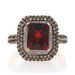 Yellow Gold Garnet Diamond Ring 10k Checkerboard Emerald Cut 4.80ctw Triple Halo