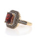 Yellow Gold Garnet Diamond Ring 10k Checkerboard Emerald Cut 4.80ctw Triple Halo