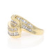 Yellow Gold Diamond Bypass Band 14k Round and Baguette 1.00ctw Ribbon Ring