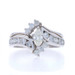 White Gold Diamond Engagement Ring & Wedding Band 14k Marquise and Round 1.00ctw